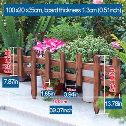 Fencing, Trellis & Gates 100*20*35cm Carbonised Anti-corrosion Wood Inserted Wooden Fence Outdoor Courtyard Solid Woods Fences Flower ZL0459