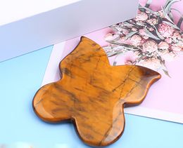 2021 Creative natural Tiger's Eye Jade Massage stones board Heldhand Skin Care Guasha Board Chinese Butterfly Scraping beauty Massager Tool