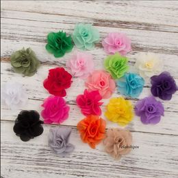 2.36" 20 Colors Classic Chiffon Rosette Fabric Flower Flat Back Or With Clip For Boutique hair acessories Wedding Accessories