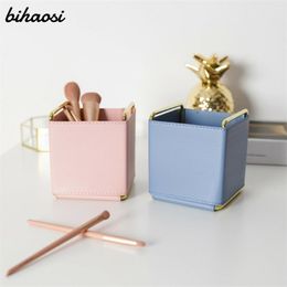 PU leather Simple Cosmetics Remote Control Women's Dressing Table Ins Desktop Storage Box home iron Decoration Wholesale 211102