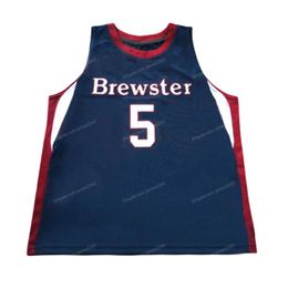 Custom Terrence Clarke #5 High School Brewster Basketball Jersey Memories Sewn Blue S-4XL Name And Number Top Quality