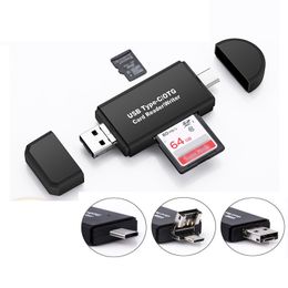 Micro SD/TF Memory Card Reader 3-in-1 USB 2.0 Type C Cardreader OTG Adapter for PC Laptop/Smart Phone Tablet XBJK2105