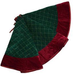 Sorrento 36"/42"/48"Green velvet diamond quilted embroidery decoration skirt with border Christmas tree 211019