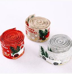 Christmas Decorations Creative Color Car Xmas Tree Print Belt Decoration Ribbon Lace Year Deco
