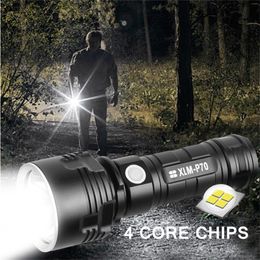 Flashlights Torches High Power Led Ultra Bright Torch 50W Camping Light 3 Switch Mode Waterproof Zoomable Bicycle Use Battery
