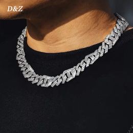 D&Z 14mm Heavy Miami Baguette Zircon Iced Out Cuban Link Necklace AAA CZ Prong Setting Necklaces Hip Hop Jewellery X0509