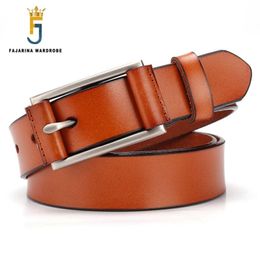 Belts FAJARINA Fashion Quality Pure Solid Cow Skin Leather Retro Styles Pin Buckle Metal Cowhide For Women 2.7cm Wide LDFJ088