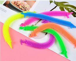 Dinosaur Worm TPR Stress Relief Toy Unicorn Stretch String Fidget Funny Pull Vent Toys Noodles Anti Soft Glue Elastic Rope Neon Noodle Christmas Gift for Kids DHL