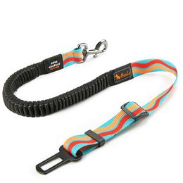 Premium Durable Pet Car Seat Belt Dog Seat Belt Dog Leash Traction Belts Cushioning Elastic Reflective Adjustable Safety Rope 211006