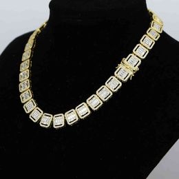 5A CZ paved Baguette Tennis Chain choker cluster necklace iced out bling hop link chain necklace wholesale Jewellery X0509