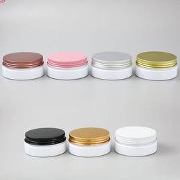 30 x Empty Refillable Cosmetic Jar Makeup Container Plastic White Black Round Bottle Cream with gold silver black lid 50ggood qtys