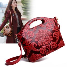 Handbag Women's Flower Luxurious Chinese Style Pattern Shoulder High Quality Leather Crossbody Messenger Female Tote Bag