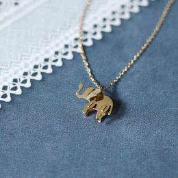 YUN RUO Elephant Pendant Necklace Rose Gold Colour Fashion Titanium Steel Woman Jewellery Christmas Gift Never Fade Drop Shipping H1125