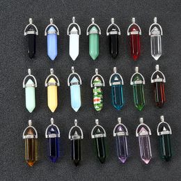 Colourful Glass Crystal Pillar Charms Hexagon Prism Shape Pendants for Jewellery Making Earrings Necklace ACC