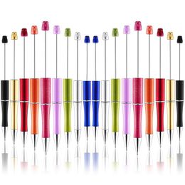 Plastic Beadable Pen DIY Bead Ballpoint Pens for Kids Students Presents Office School Supplies Mixed Colour KDJK2112