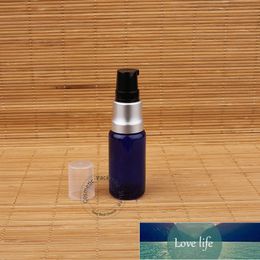 10pcs/Lot Promotion Empty 15ml Glass Lotion Pump Bottle Women Cosmetic High Quality Container Blue Pot Silver Cap Refillable