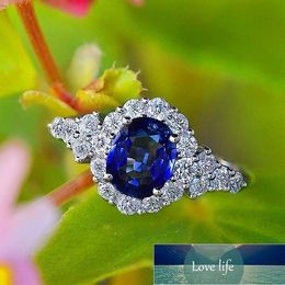 HUITAN Elegant Viintage Boho Finger Ring With Deep Blue Stone Setting Ladies Favourite Accessories Summer Gift For Girlfriend