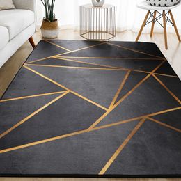 Geometric Carpet for Living Room Velvet Rug Kids Bedroom Bedside Rugs Soft Square Fluffy Carpets Home Sofa Table Decor Mat 210626