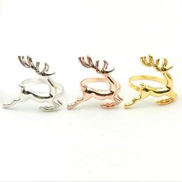 Christmas Deer Napkin Rings Silver/Gold Alloy Napkins Buckle Holder Hotel Wedding Party Table Decoration