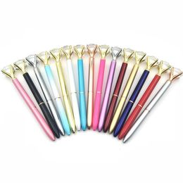 19 Colors Creative Crystal Glass Kawaii Ballpoint Pens Girl Lady Ring Big Gem Ball Pen With Large Diamond Fashion School Office
