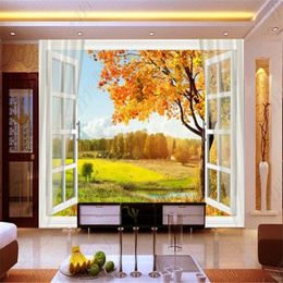 scenery outside wallpapers the window TV background wall 3d murals wallpaper for living room