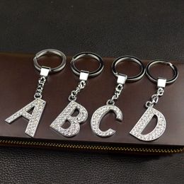 26 A-Z Crystal English Letters Initial Keychain Key Rings Holders Bag Pendant charm Fashion Jewelry Gift