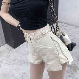 Fitaylor Summer Women Streetwear Wide Leg Zipper Black Denim Shorts Casual Female Vintage Solid Color Pocket Jeans 210714