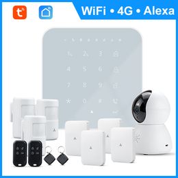 WIFI GSM 3G 4G home Security smart Alarm System Burglar optional kit Tuya APP Control Arm Disarm Can Works with Alexa