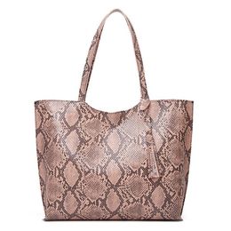 HBP large-Capacity Pu Leather Female Bag Snake Print European and American Fashion handbag Single Shoulder Tote