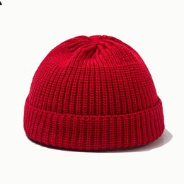 Solid Colour Men Women Fashion Knitted Hats Casual Boy Skull Caps Male Beanie Winter Warm Retro Brimless Baggy Fisherman Beanies Outdoor Cycling Knit Cap JY0840