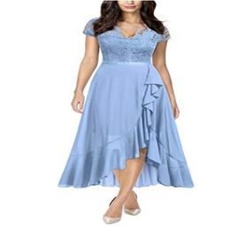 Chiffon Formal Cocktail Dresses V Neck Lace A Line Ankle Length Sexy Evening Gowns Custom Made Prom Dress