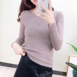 Korean Knitted Sweaters Women Long Sleeve White Knit Pullovers Plus Size Casual Woman Basic XL 210427