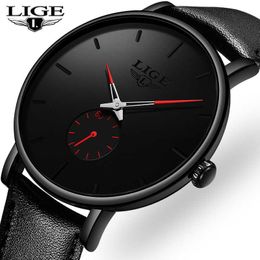 LIGE Business Fashion Waterproof Leather Quartz Watch For Mens Watches Top Brand Luxury Male Date Clock Relogio Masculino 210527