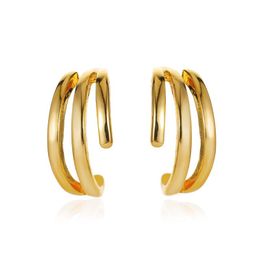 Hoop Earrings C-shaped Metal Punk Hollow Simple Retro Ear Rings Jewellery for Women Wedding Party Gift