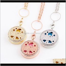 Chains Necklaces & Pendants Jewelry3Pcs/Lot 30Mm*30Mm*8Mm Living Glasss Lockets Hollow Leaves Round Magnetic Locket Fit Floating Charms1 Dro