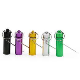 Diameter 18mm height 59mm Aluminium alloy portable key chain storage bottle cigarette accessories glass pipe for smoking