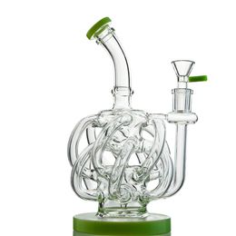 Super Cyclone Glass Bongs 12 Recyclers Tubes Colourful Oil Dab Rigs Vortex Recycler Water Pipes 14mm Female Joint Hookahs With Bowl XL137