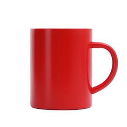 12OZ Red Coffee Stainless Steel Mugs with Handle Office Drinking Water Cups Double Wall Insulation Tumbler