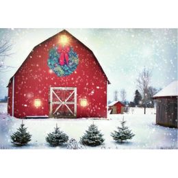 Party Decoration Scenery Backdrop Baby Shower Born Wedding Decor Winter Xmas Red Cabin Background Pography Po Booth Studio Prop