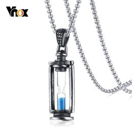 Vnox Memory Hourglass Men's Necklace Vintage Stainless Steel Pendants Promise Love Keepsake Gifts
