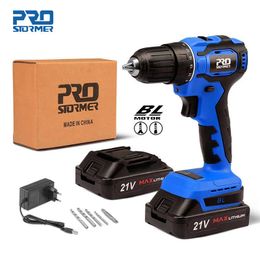 21V Cordless Drill 40NM Brushless Mini Electric Driver Screwdriver 2.0Ah Battery Household Power Tools 5pcs Bits by PROSTORMER 210719