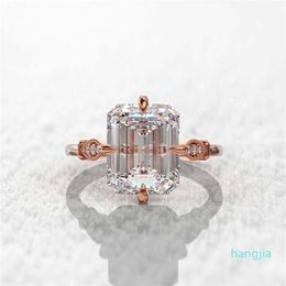 Wedding Rings Square Cubic Zirconia Bands Engagement For Women Romantic Rose Gold Colour Ring Gift Trendy Jewellery