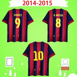 2014 2015 Retro soccer jerseys HOME classic vintage football shirt with patches #10 Camiseta de futbol 14 15 SUAREZ RAKITIC XAVI TELLO PEDRO S-2XL