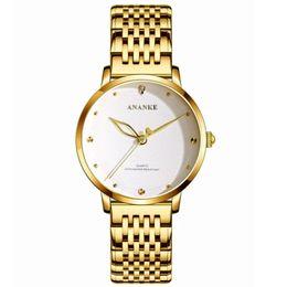 Custom Brand Quartz Golden Female Wristwatches Women Wrist Watch Top Quality Luxury Stainless Steel Band