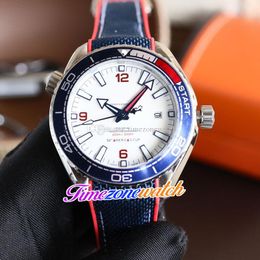 43.5mm 600m 36th America's "CUP" Asian 2813 Automatic Mens Watch White Dial Blue Bezel Steel Case 215.32.43.21.04.001 Blue Nylon/Rubber Strap Watches Timezonewatch