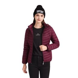 SANTELON Winter Women Warm Sport Padded Jacket Coat Ultralight Outdoor Clothes Outwear Slim Short Parka Portable Store In A Bag 211108
