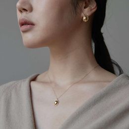 Corea 925 Sterling Silver Sterling Spressing Ellipse Colgante Collar Oro Grande Elegante Gargantilla de Lujo Set Chokers