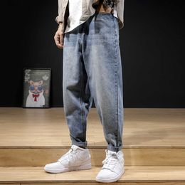 Fashion Designer Men Jeans Japanese Vintage Loose Casual Denim Harem Pants Retro Light Blue Streetwear Wide Leg Baggy Trousers