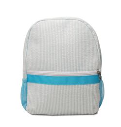 Aqua Kleinkind-Rucksack, Seersucker-Schultasche aus weicher Baumwolle, USA Local Warehouse, Kinder-Büchertaschen, Jungen-Gril-Vorschul-Tragetasche mit Netztaschen, DOMIL106187