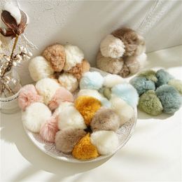 Women Fashion Plush Hair Scrunchies Korean Style Two-color Pompom Elastic Rubber Band Soft Ponytail Holder Hair Accessories